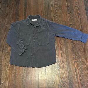 Zara Boys Dark Grey Corduroy Button Down Shirt  - two front pockets 6-7yrs